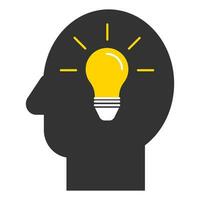aning ikon. hjärna mänsklig och lig Glödlampa kreativ kunskap symbol. tecken innovation lösning vektor. vektor