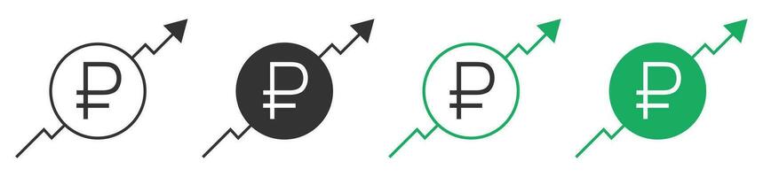 Rubel Wachstum Diagramm Symbol. Grafik oben Symbol. Zeichen Rubel und Pfeil Vektor. vektor