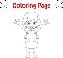 komisch wenig Mädchen Färbung Buch Seite vektor