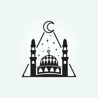 moskélogotyp, muslimsk logotyp vektorillustration designgrafik, vintage logotyp vektor