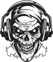 unheimlich Schall Verschmelzung Zombie Kopfhörer Kunstwerk spektral Zombie Melodien Kopfhörer Vektor Bild