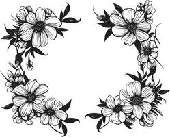 elegant Ebenholz Blumen- Rand Vektor Symbol kompliziert Blütenblatt Gehege schwarz Rahmen Design
