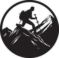 alpin Forscher schwarz Symbol Berg Bergsteiger Profil Vektor schwarz Design
