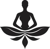 graciös blick svart yoga kvinna ikon lugn triad yoga kvinna emblem i vektor