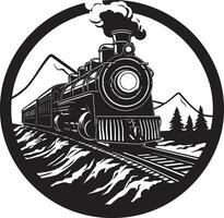 schwarz Vektor Jahrgang Schienen Symbol zeitlos Eisenbahn Abenteuer Vektor Design