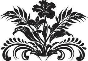 ö flora charm svart ikon tropisk majestät blomma vektor svart design