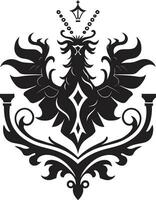 elegant medeltida insignier svart ikon kunglig vapen silhuett vektor heraldisk design