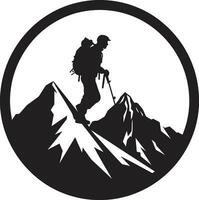 Wanderer Triumph Vektor schwarz Design Alpinist bemühen schwarz Vektor Symbol