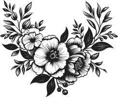 kronblad mönstrad ram svart blommig vektor ikon gåtfull ebenholts blomma omge vektor emblem