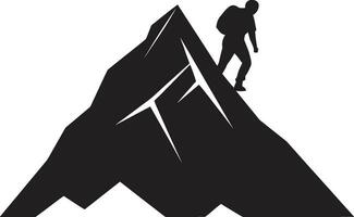 alpin Forscher schwarz Symbol Berg Bergsteiger Profil Vektor schwarz Design