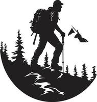 Wanderer Triumph Vektor schwarz Design Alpinist bemühen schwarz Vektor Symbol