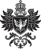 galant königlich Kamm schwarz Vektor Symbol aufwendig heraldisch Insignien Vektor Emblem