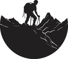 Felsen Bergsteiger Silhouette schwarz Symbol Wanderer Triumph Vektor schwarz Design