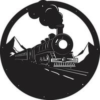 årgång järnväg spår svart vektor ikon klassisk järnväg resa vektor design
