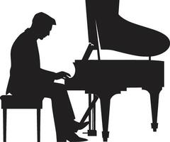 harmonisk pianist vektor svart design majestätisk tangentbord konstnär svart vektor ikon