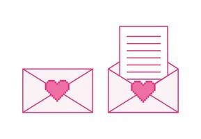 Rosa Briefumschlag Symbole mit Herzen. Vektor Illustration