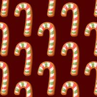 godis sockerrör sömlös jul mönster på röd bakgrund. högtider skriva ut för textil, tapet, tyg, tapet. vektor illustration.