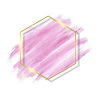 pastellrosa och rosa penselfärgslag och guldkonturram. vektor