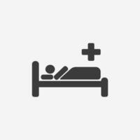 Krankenhaus Bett Symbol Vektor isoliert. Gesundheit Pflege, medizinisch, Zimmer Symbol Zeichen