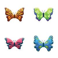 Schmetterling Symbole einstellen Karikatur Vektor. Sammlung von bunt Schmetterling vektor