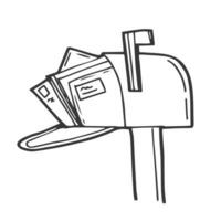 Mail Box Symbol eben Stil. Linie Kunst Vektor Illustration Symbol isoliert auf Weiß Hintergrund.