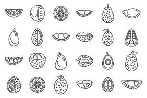 Jackfrucht Symbole einstellen Gliederung Vektor. vegan tropisch exotisch vektor