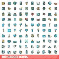 100 Gadget Symbole Satz, Farbe Linie Stil vektor