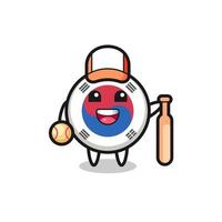 seriefigur i Sydkoreas flagga som basebollspelare vektor