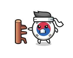 Südkorea Flagge Cartoon Illustration als Karate-Kämpfer vektor