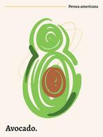 persea americana eller avokado frukt vektor affisch design illustration mall isolerat på vertikal enkel bakgrund. enkel platt minimalistisk friska mat tema layout sammansättning.