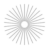 radial Kreis Linien. abstrakt Illusion geometrisch Form. kreisförmig Linien Element. Symbol von Sonne Star Strahlen. eben Design Symbol. Speichen mit ausstrahlen Streifen. Vektor Grafik Vorlage.