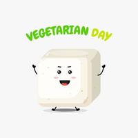 söt tofu -karaktär på vegetarisk dag vektor