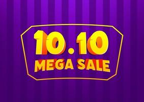 10.10 Mega Sale Online-Shopping-Tages-Verkaufsbanner. vektor