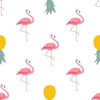 bunter rosa Flamingo und Ananas nahtlose Hintergrundmuster. vektor