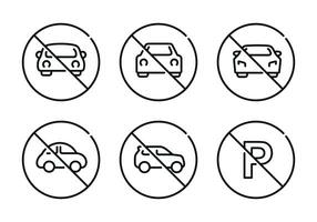 förbud bil symbol uppsättning vektor. Nej bil tecken symbol uppsättning vektor