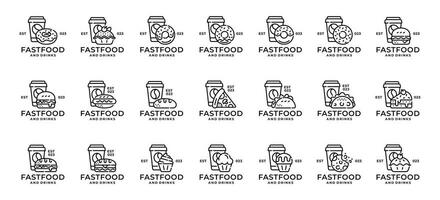 schnell Essen Logo einstellen Design Vektor Illustration