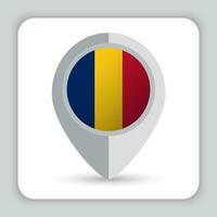 Tschad Flagge Stift Karte Symbol vektor