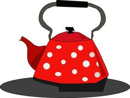 ClipArt av en röd kettleteapotevening snacks tid vektor eller Färg illustration