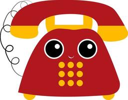 emoji av de leende antik årgång typ fast telefon telefon på Hem, vektor eller Färg illustration