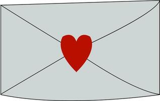 grå kuvert sluten med röd hjärta tecken vax vektor Färg teckning eller illustration