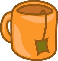 ein Tee Tasche eingetaucht im ein Orange Tee Mugteatime Vektor oder Farbe Illustration