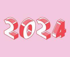 2024 glücklich Neu Jahr abstrakt Rosa und Weiß Grafik Design Vektor Logo Symbol Illustration