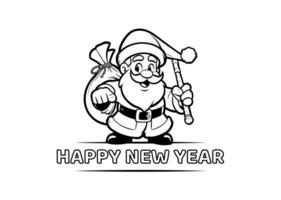Santa claus Karikatur Charakter Comic Zeichnung glücklich Neu Jahr einfach elegant Gruß Weihnachten Tag 2024 vektor