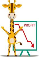 giraff med vinst släppa, illustration, vektor på vit bakgrund.