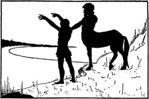 centaur man stående på Strand årgång illustration. vektor