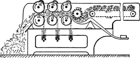 Ballen brechen Maschine, Jahrgang Illustration. vektor