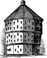 blockera hus, årgång illustration. vektor