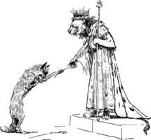 reynard das Fuchs anbieten zu das König Jahrgang Illustration vektor