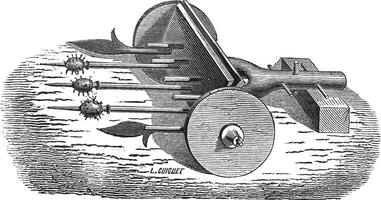 Ribaudequin Waffe Jahrgang Gravur vektor