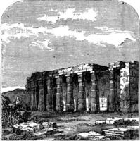 tempel av luxor eller kvot ruiner, i thebes, egypten. årgång gravyr. vektor
